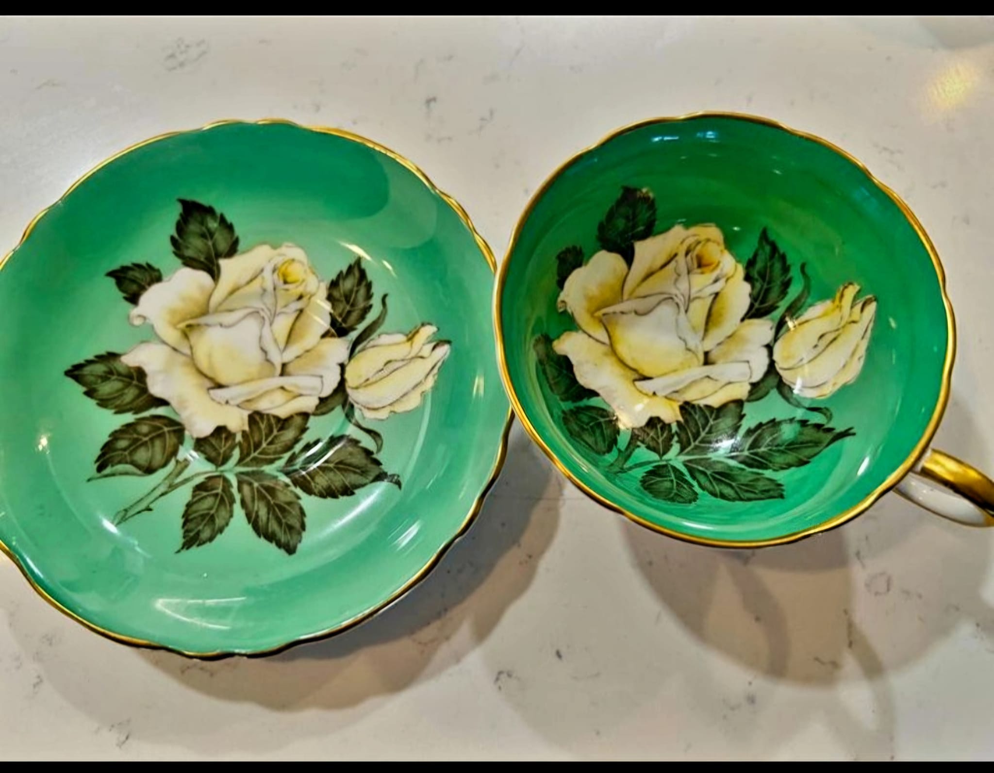 Floral green tea cup